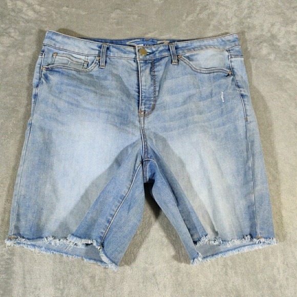 Seven 7 Denim Shorts Womens 16 Blue Distressed Sunset Bermuda Beach Basic Summer - Picture 1 of 9